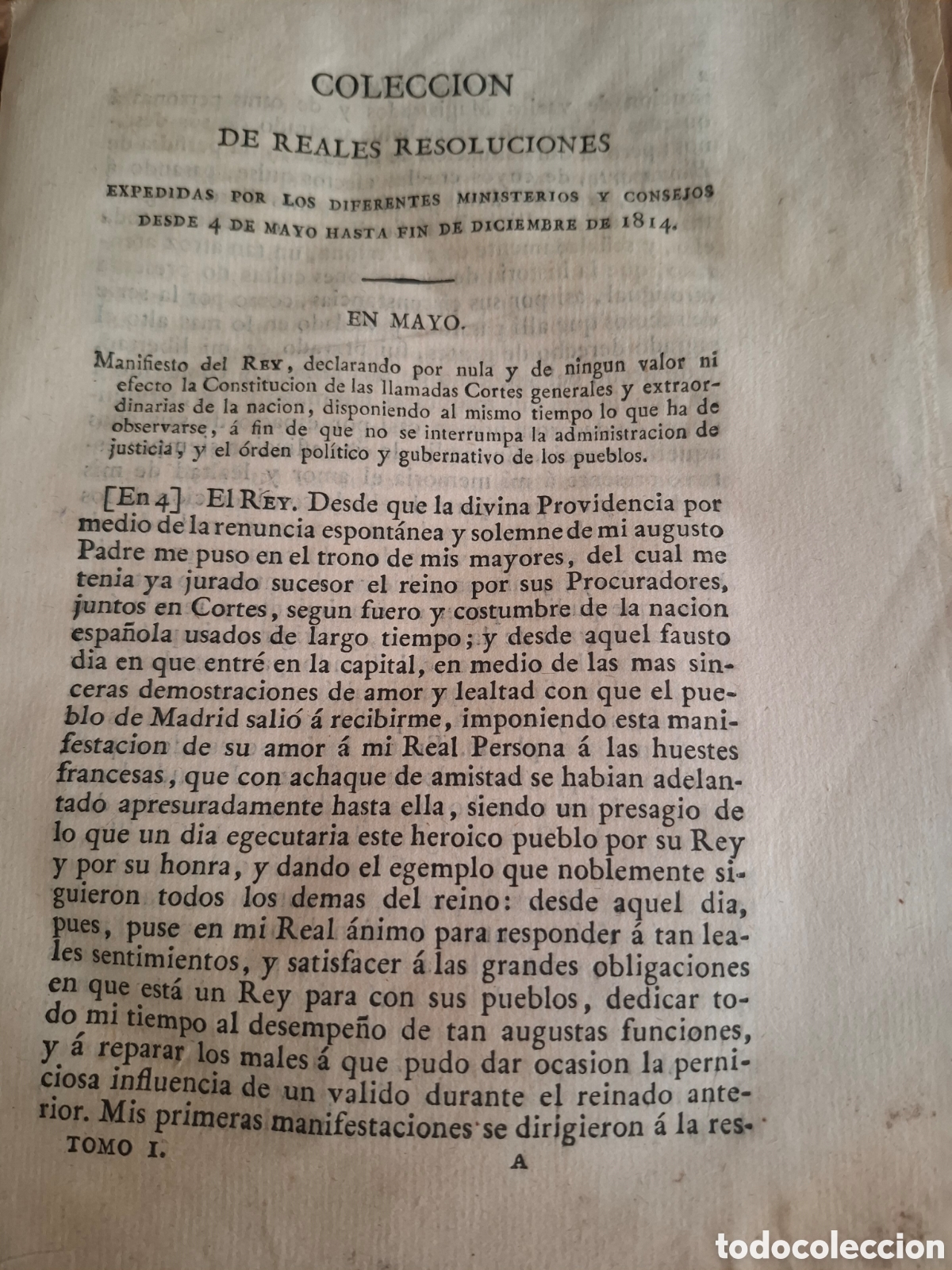 Libros antiguos: Colecci&oacute;n de las reales cedulas ddcretos y &oacute;rdenes de Fernando VII, desde el 4 mayo 1914 - 1914