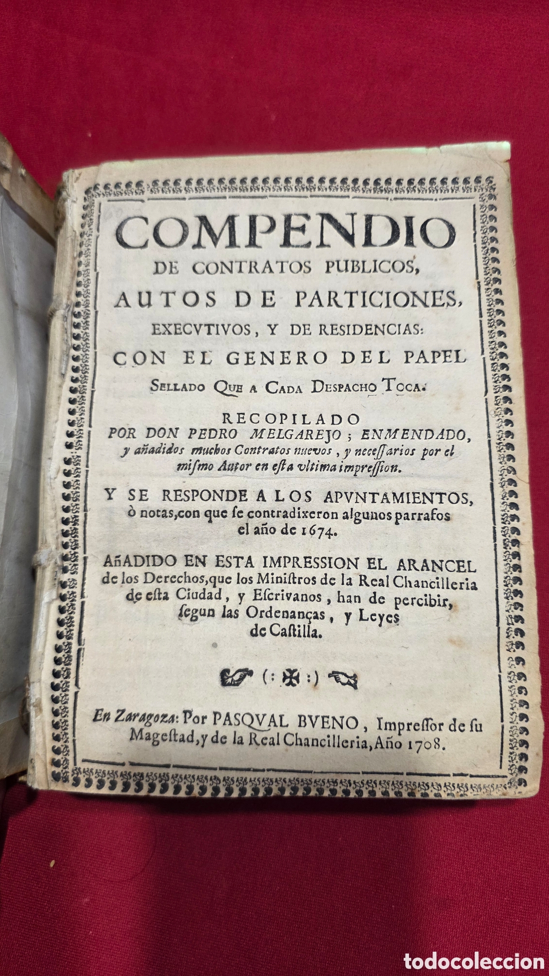 Antiquarische B&uuml;cher: COMPENDIO DE CONTRATOS PUBLICOS a&ntilde;o 1708