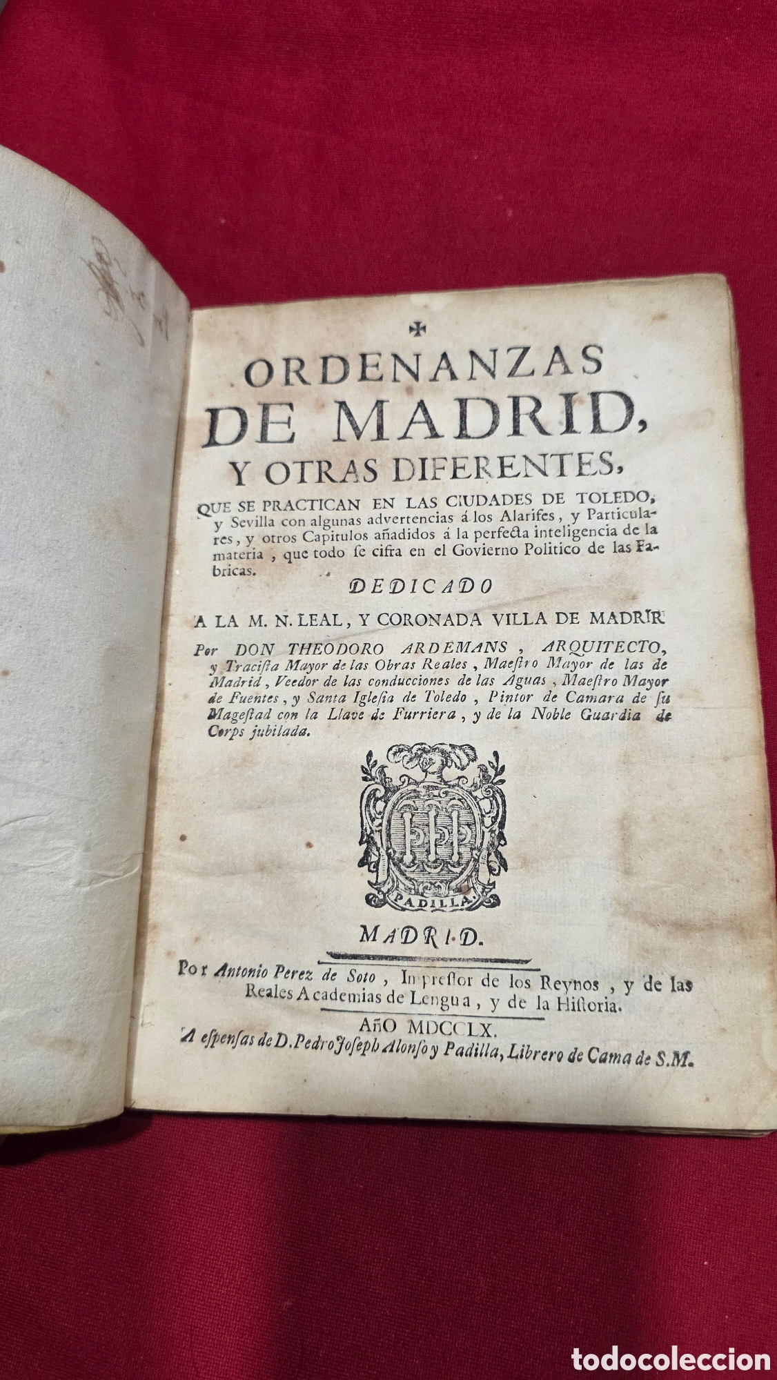 Antiquarische B&uuml;cher: ORDENANZAS DE MADRID Y OTRAS DIFERENCIAS a&ntilde;o 1760