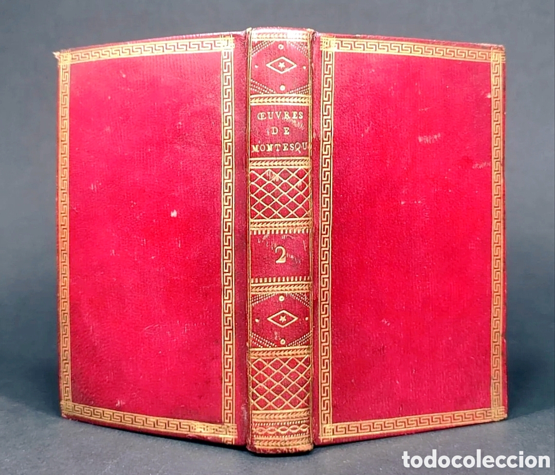 Libri antichi: A&ntilde;o 1795 Encuadernaci&oacute;n de lujo en marroqu&iacute;n rojo y dorados Leyes Montesquieu Ilustraci&oacute;n T2