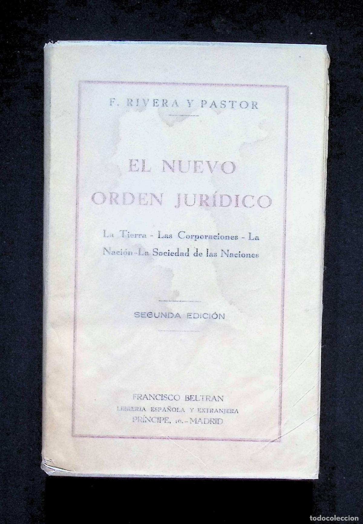 Libros antiguos: EL NUEVO ORDEN JURIDICO. - RIVERA PASTOR, F.