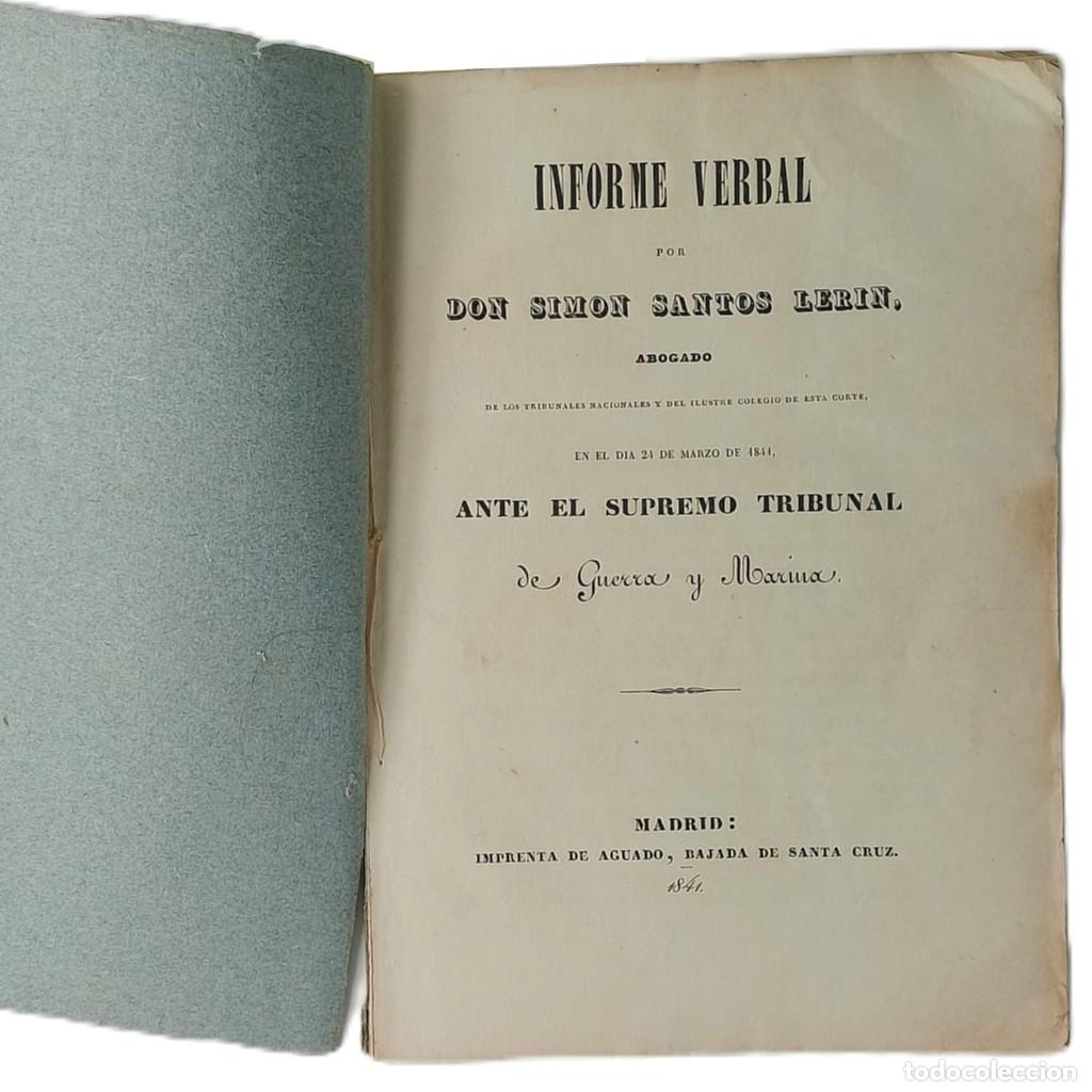 Libros antiguos: INFORME VERBAL ANTE EL TRIBUNAL SUPREMO DE GUERRA Y MARINA. Santos Ler&iacute;n, Sim&oacute;n