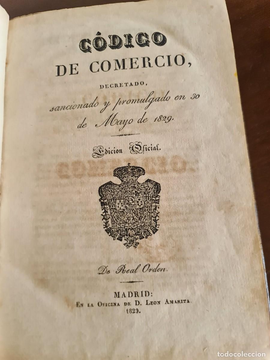 Libros antiguos: C&oacute;digo de Comercio. 1829. 1a Edici&oacute;n Oficial. Madrid. - Foto 2