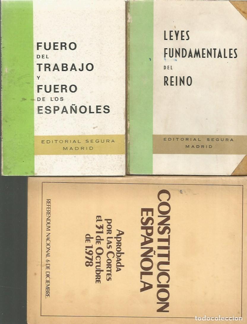 Libros antiguos: LEYES FUNDAMENTALES DEL REINO-FUERO DEL TRABAJO Y FUERO DE LOS ESPA&Ntilde;OLES-CONSTITUCI&Oacute;N ESPA&Ntilde;OLA
