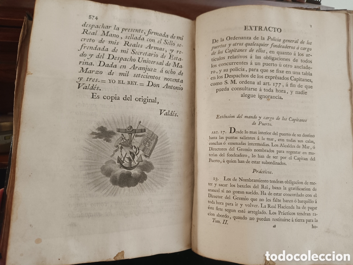 Libros antiguos: ORDENANZAS GENERALES DE LA ARMADA NAVAL, TOMO II MADRID IMPRENTA REAL 1793 DEFECTUOSO