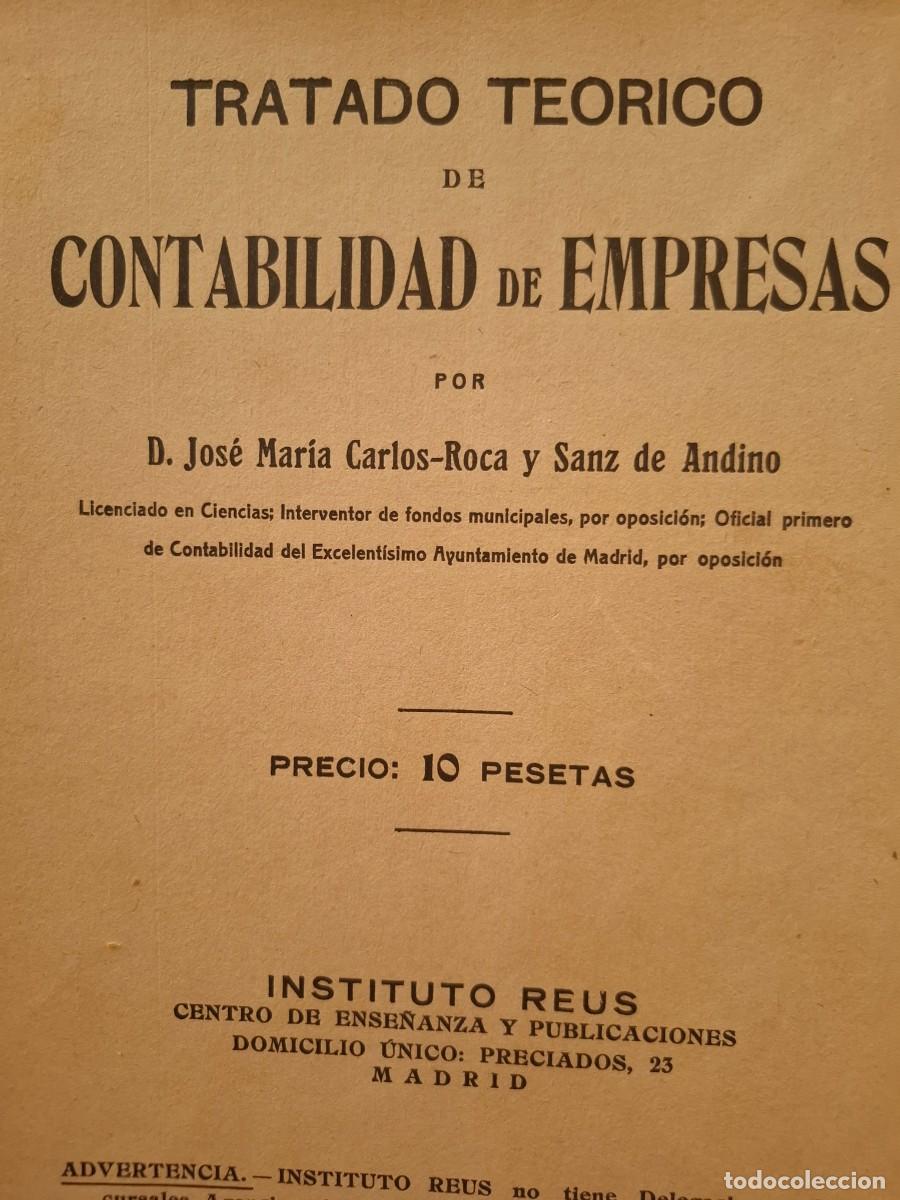 Libros antiguos: tratado te&oacute;rico de contabilidad de empresas Jos&eacute; M&ordf; Carlos Roca y Sanz de Andino