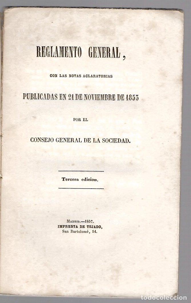 Libros antiguos: REGLAMENTO GENERAL SOCIEDAD SAN VICENTE DE PAUL. MADRID, 1837. 3&ordf; EDICION