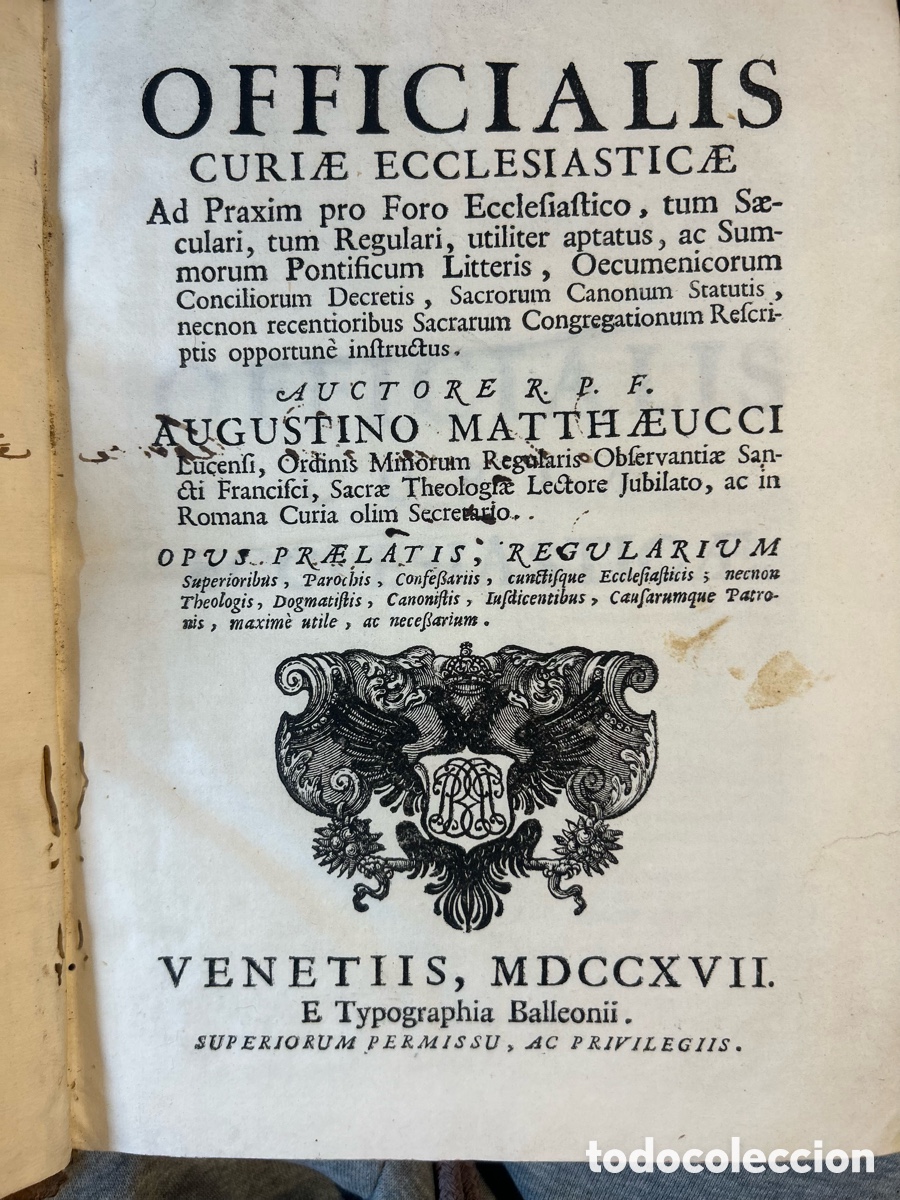 Libros antiguos: LIBRO ANTIGUO - OFFICIALIS CURIAE ECCLESIASTICAE - A2 - Foto 6