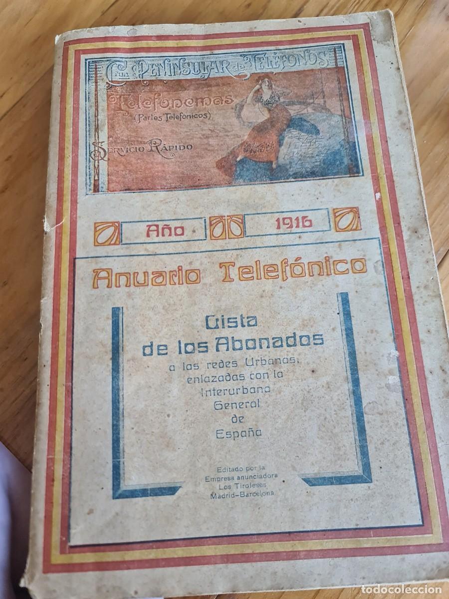Libros antiguos: Anuario telef&oacute;nico, 1916. Los Tiroleses, Madrid/Barcelona.