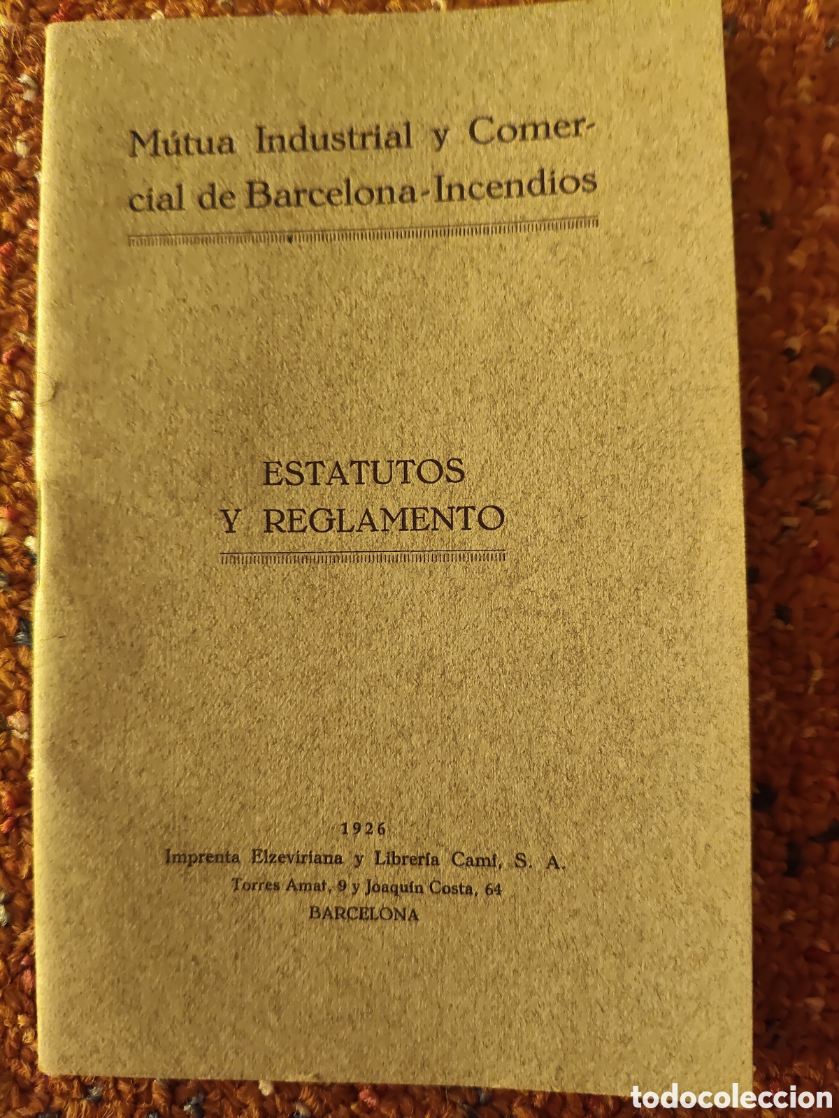 Libros antiguos: Mutua Industrial y Comercial de Barcelona - Incendios