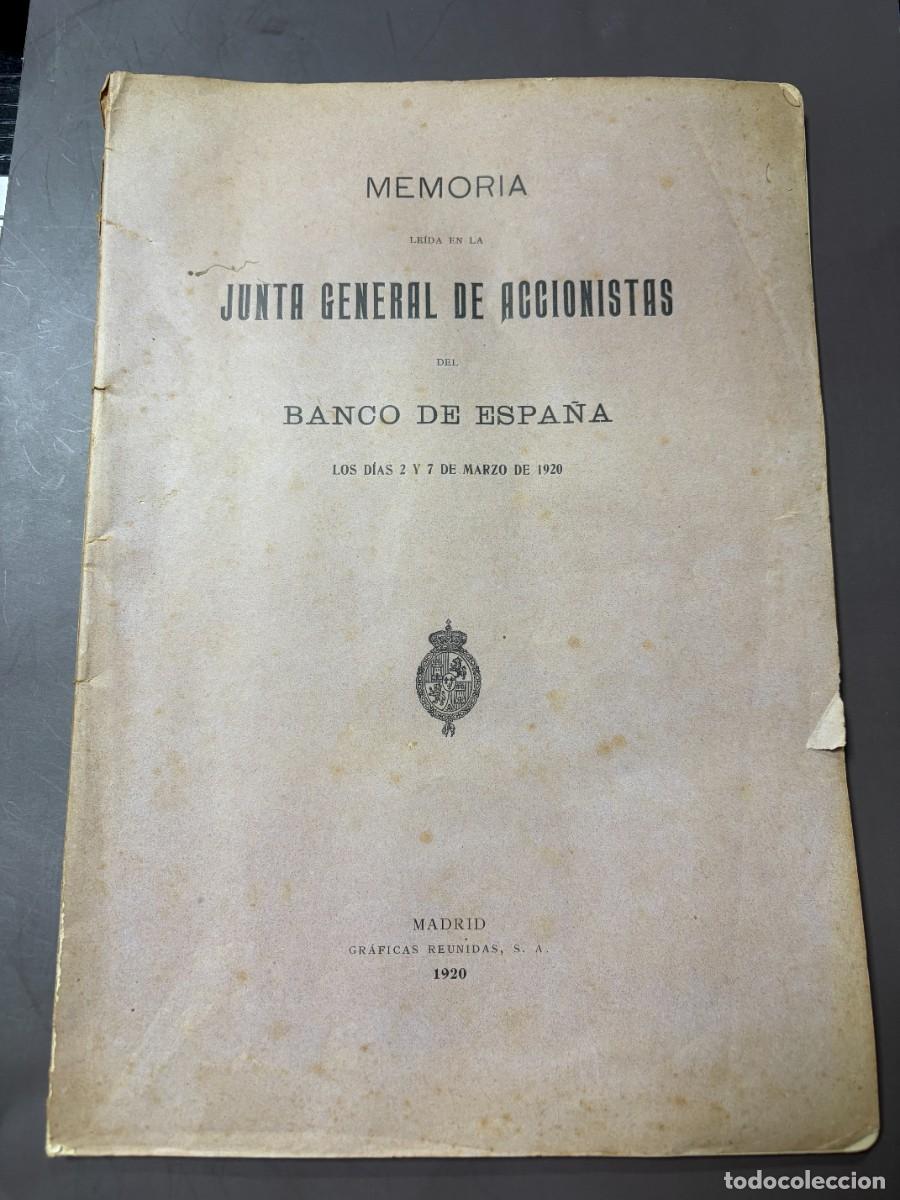 Libros antiguos: MEMORIA. JUNTA GENERAL ORDINARIA DE ACCIONISTAS DEL BANCO DE ESPA&Ntilde;A. MADRID, 1920. PAGS: 95