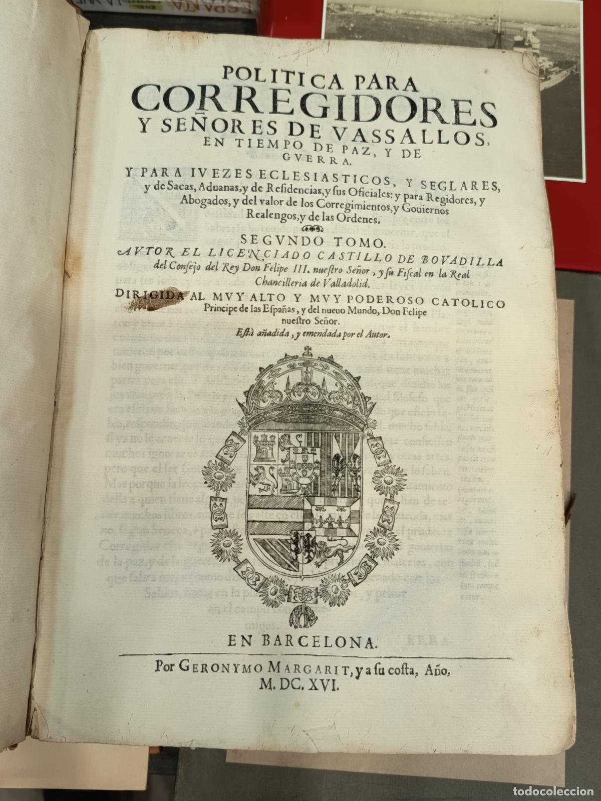 Libros antiguos: 1616 - CASTILLO DE BOVADILLA. Pol&iacute;tica para corregidores y se&ntilde;ores de vasallos - SEGUNDO TOMO