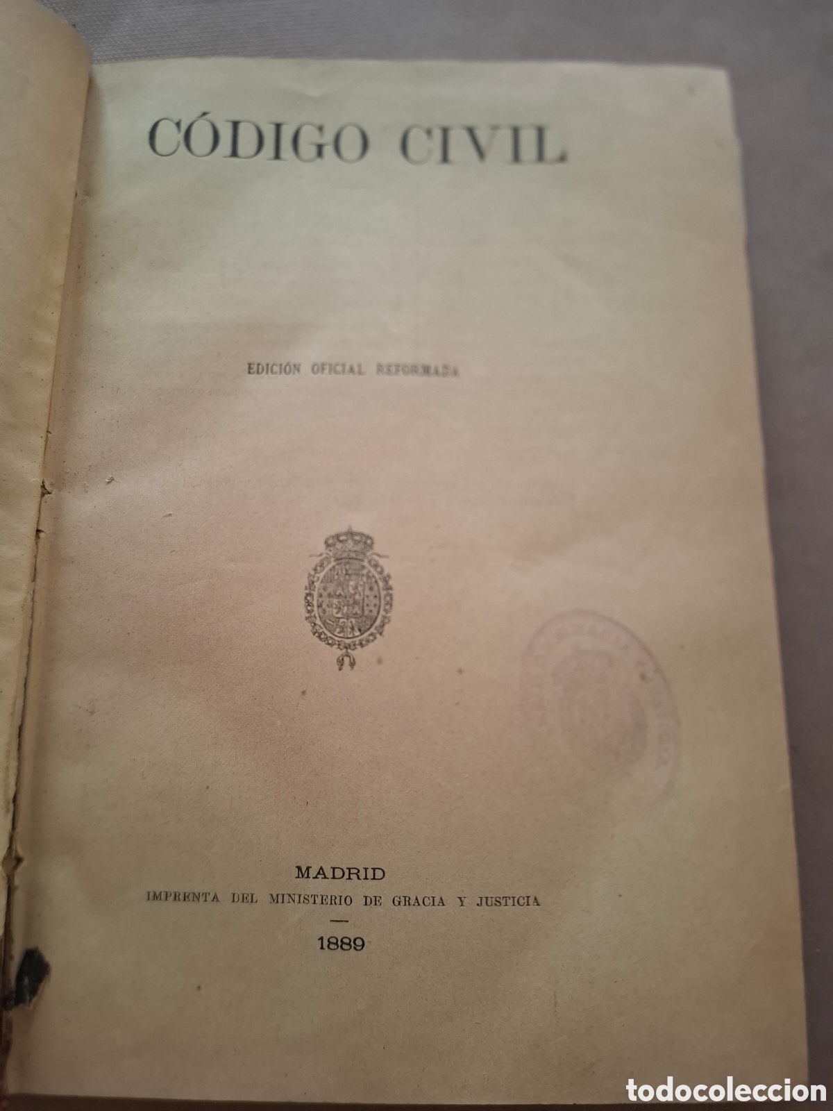 Libros antiguos: Codigo Civil - Edici&oacute;n Oficial - 1889