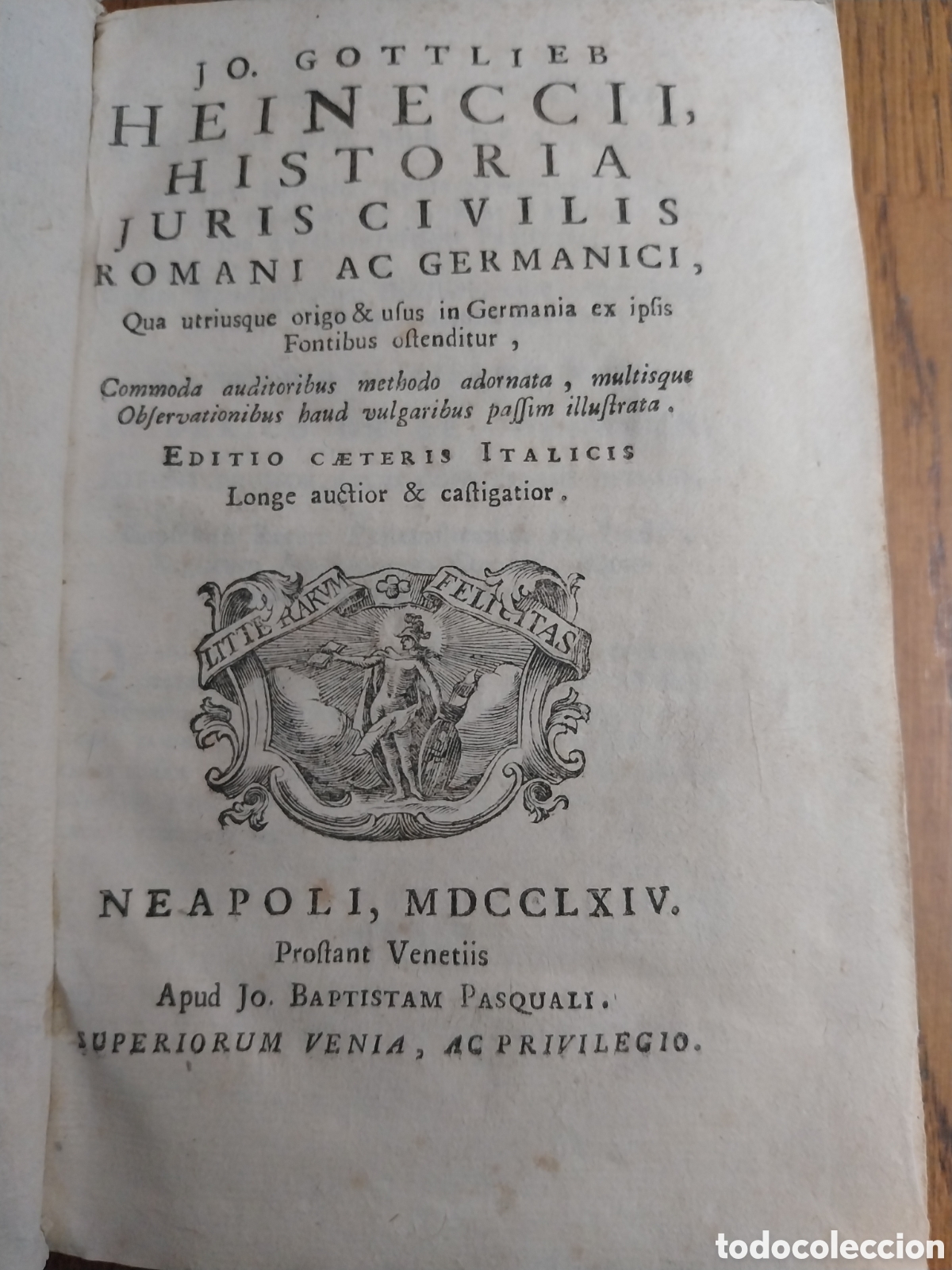Libros antiguos: HISTORIA JURIS CIVILIS DERECHO CIVIL ROMANO Y GREMANICO A&Ntilde;O 1764