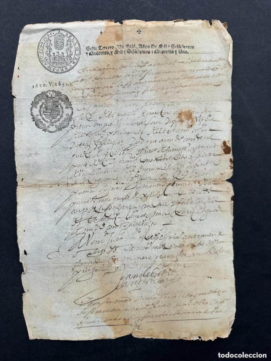 Libros antiguos: a&ntilde;o 1641 - TESTAMENTO EN QUER&Eacute;TARO - M&Eacute;XICO - SELLO 2&ordm; Y 3&ordm; PARA USO DE INDIAS -