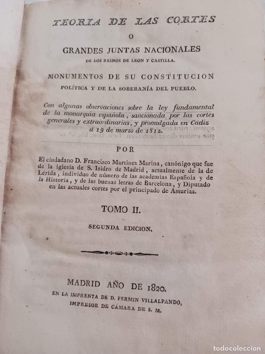 Libros antiguos: TEORIA DE LAS CORTES O GRANDES JUNTAS NACIONALES (1820) - TOMO II