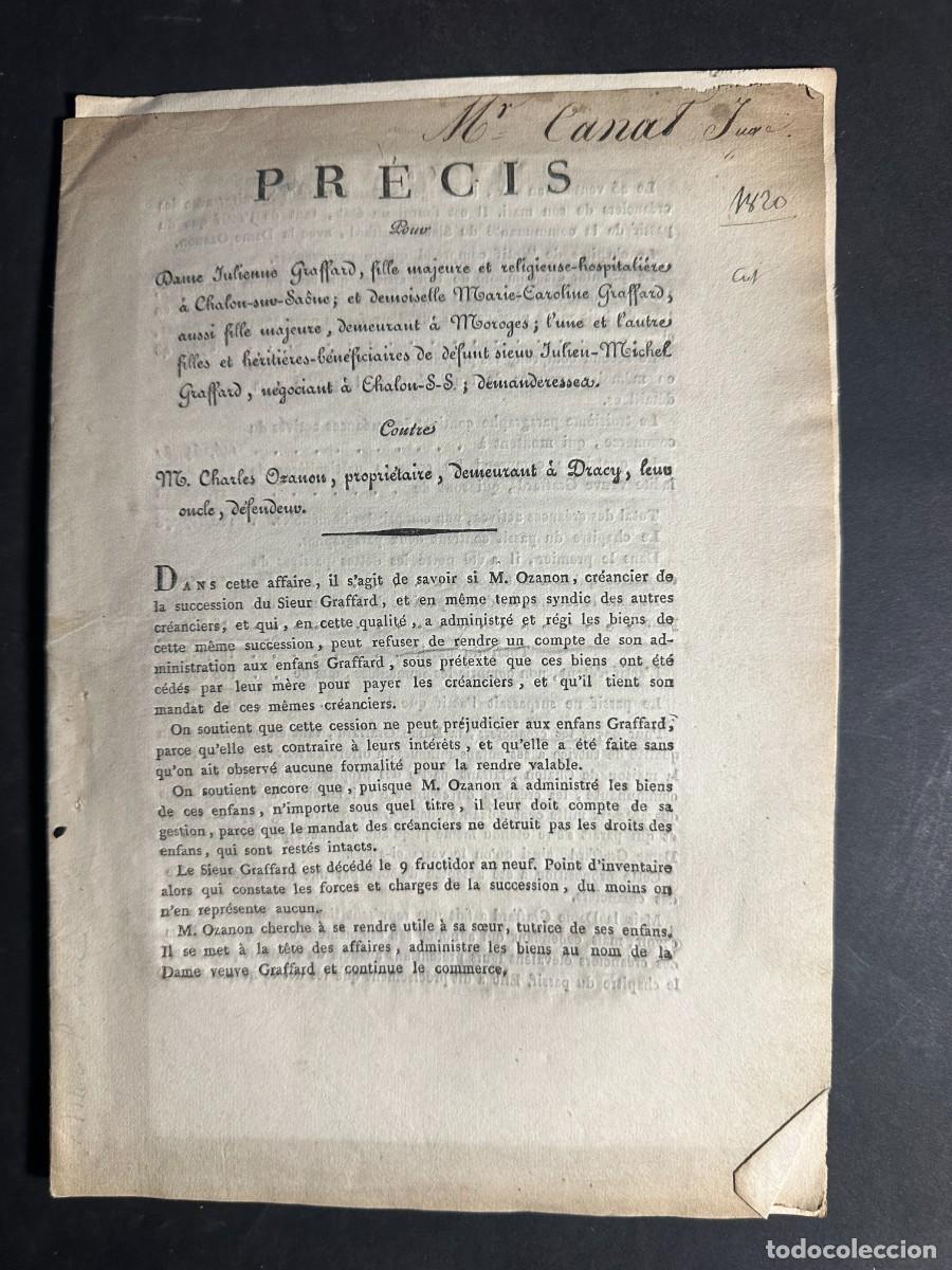 Libros antiguos: A&Ntilde;O 1801 - ANTIGUO IMPRESO JUR&Iacute;DICO FRANC&Eacute;S - DERECHO - HERENCIA