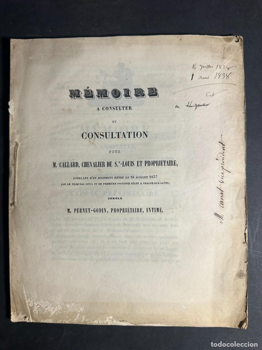 Libros antiguos: A&Ntilde;O 1828 - ANTIGUO IMPRESO JUR&Iacute;DICO FRANC&Eacute;S &ndash; COUR ROYALE DE DIJON - DERECHO
