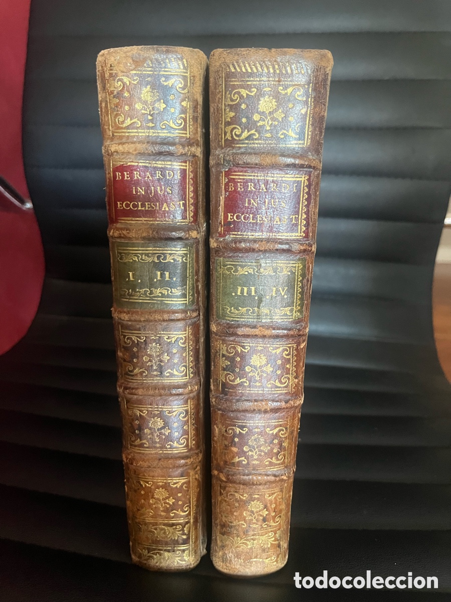 Libros antiguos: BERARDI, COMENTARIA IN JUS ECCLESIASTICUM - 1780- ANTONIO DE SANCHA- COMPLETO 4 t en 2 v PIEL &Eacute;POCA