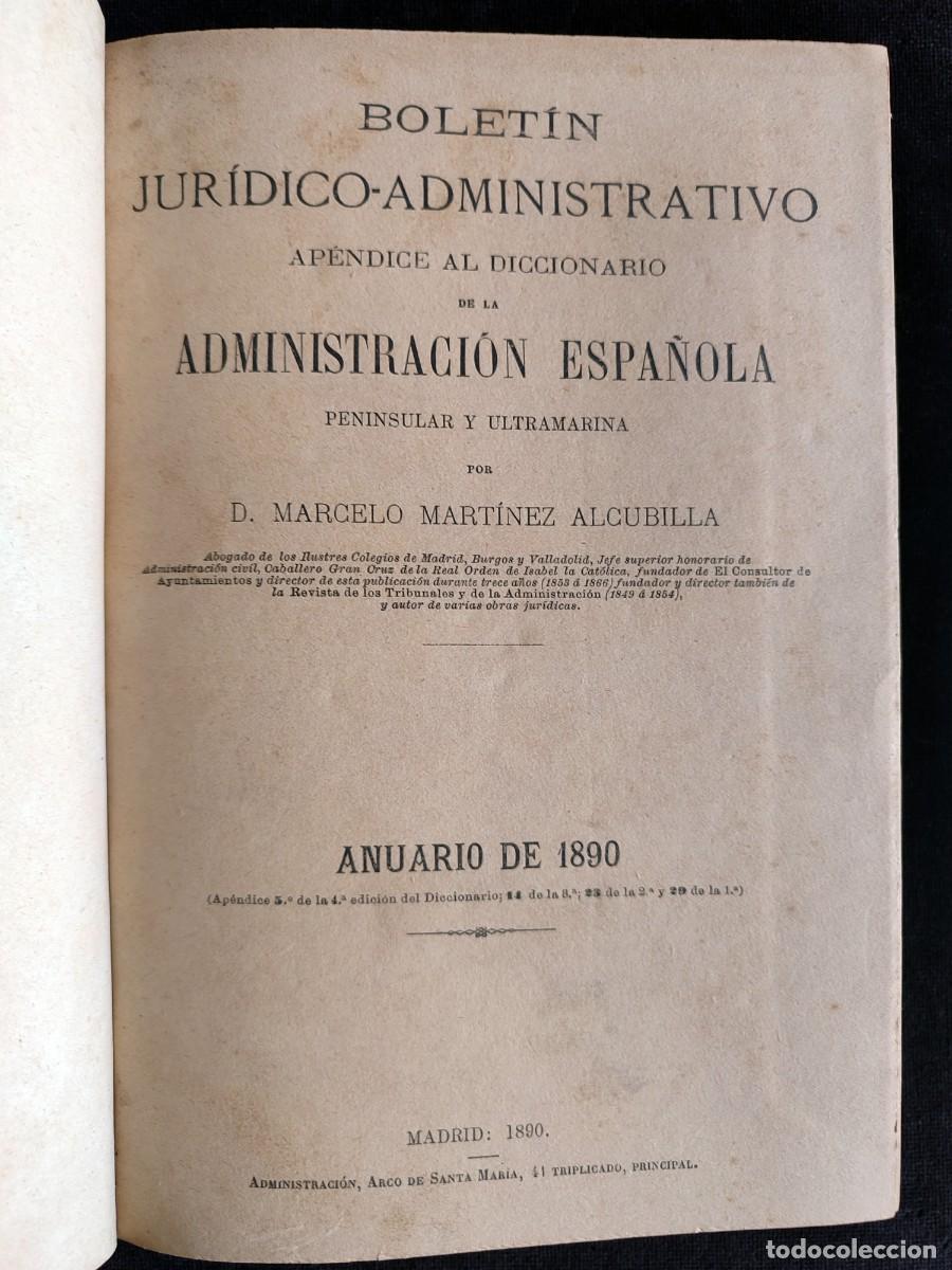 Libri antichi: DICCIONARIO DE LA ADMINISTRACI&Oacute;N ESPA&Ntilde;OLA. ALCUBILLA. APENDICE, ANUARIO DE 1890