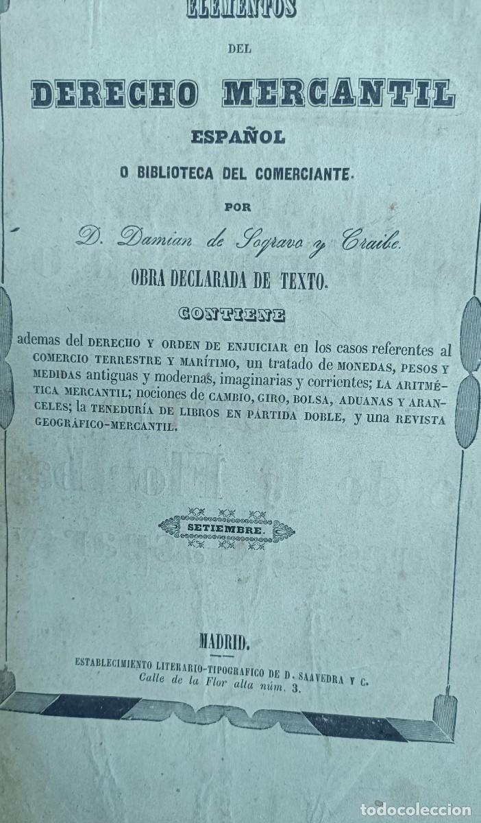 Antiquarische B&uuml;cher: Sogravo y Graibe.Elementos del derecho mercantil espa&ntilde;ol o Biblioteca del comerciante 1846