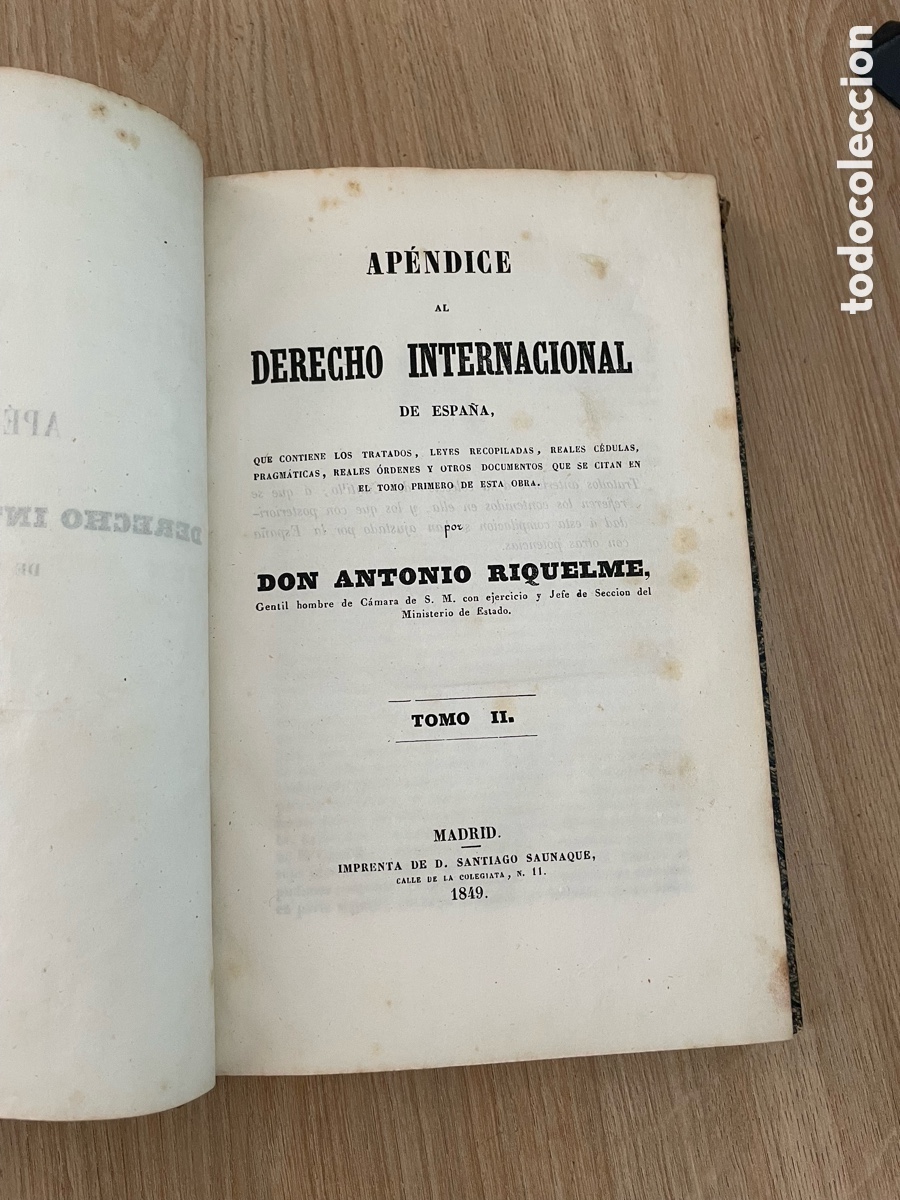 Livros antigos: Ap&eacute;ndice al derecho internacional de Espa&ntilde;a