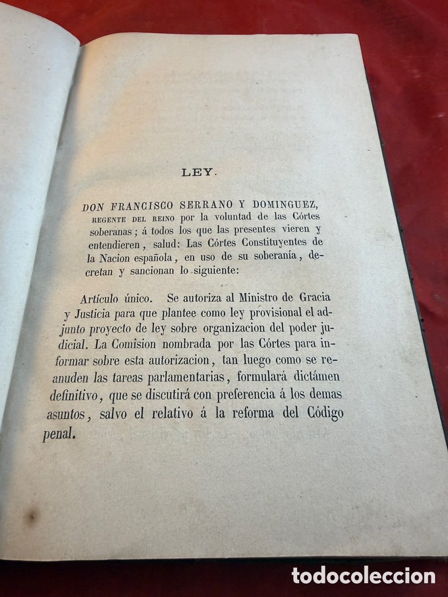 Libros antiguos: LEY PROVISIONAL PODER JUDICIAL 1870 - Foto 2