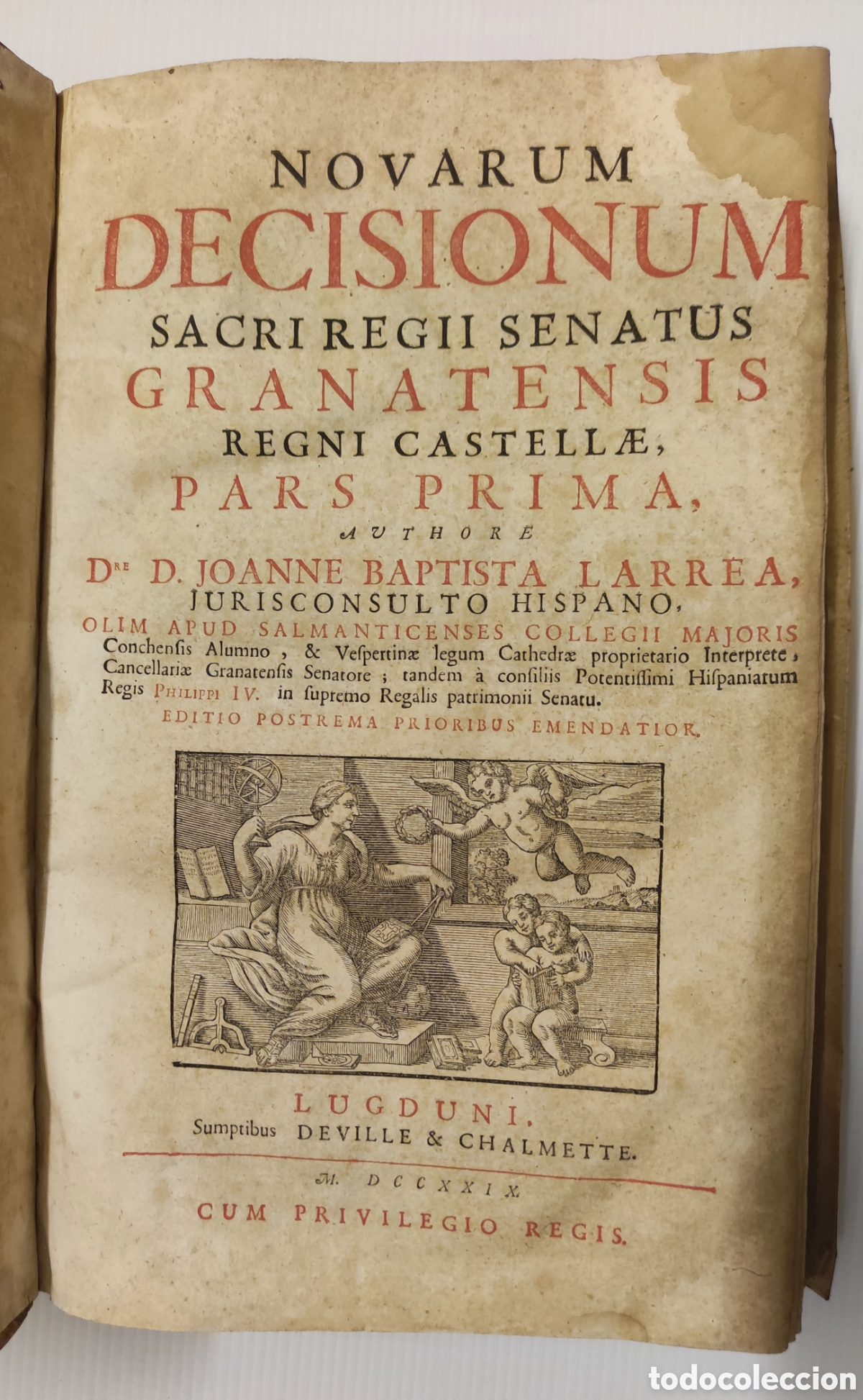 Libros antiguos: Novarum Decisionum Sacri Regii Senatus Granatensis - Pars Prima y Secunda (2 Tomos en 1) - Larrea -