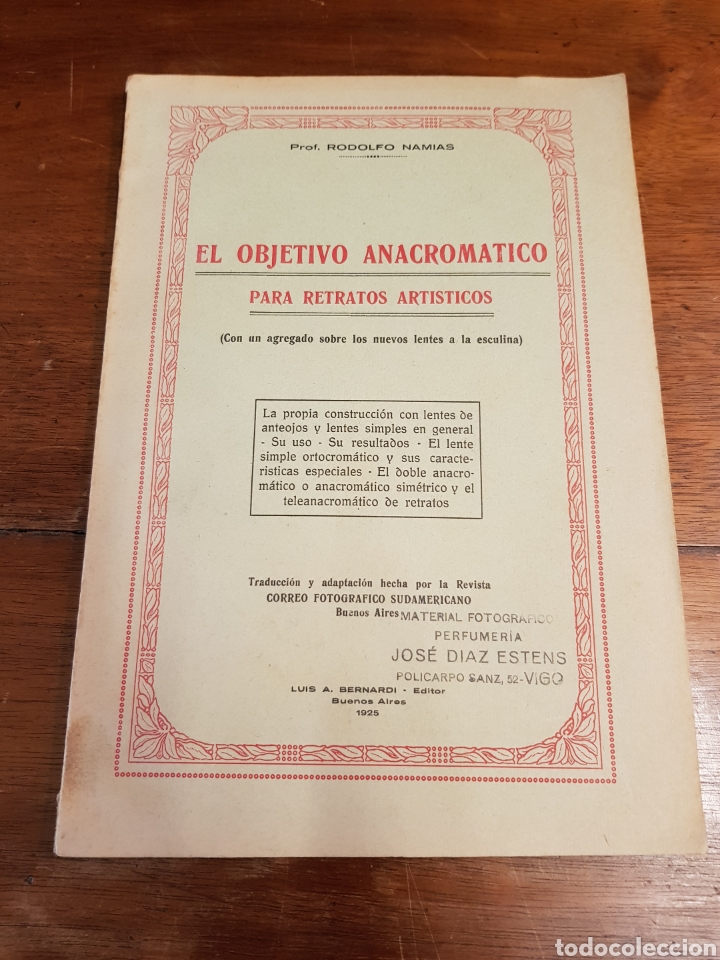 Libros antiguos: EL OBJETIVO ANACROMATICO PARA RETRAROS ARTISTICOS - RODOLFO NAMIAS 1925 FOTOGRAFIA ANTIGUA