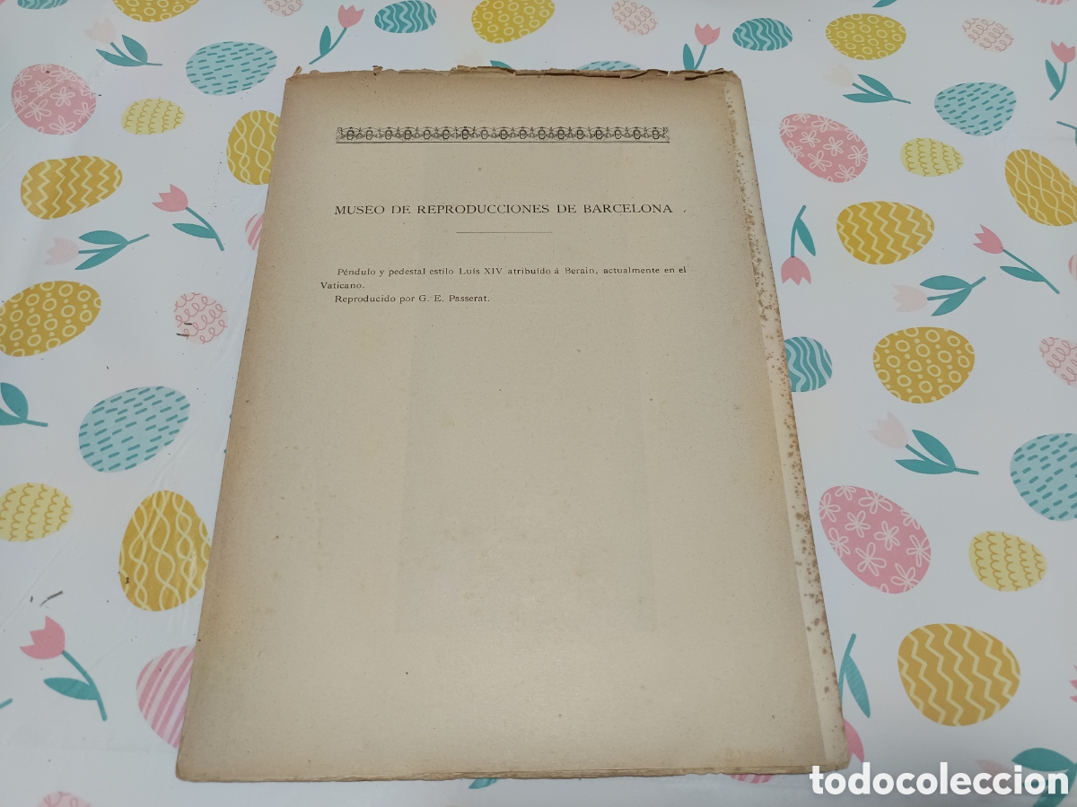 Libros antiguos: Lamina museo de reproducciones de Barcelona p&eacute;ndulo y pedestal vaticano