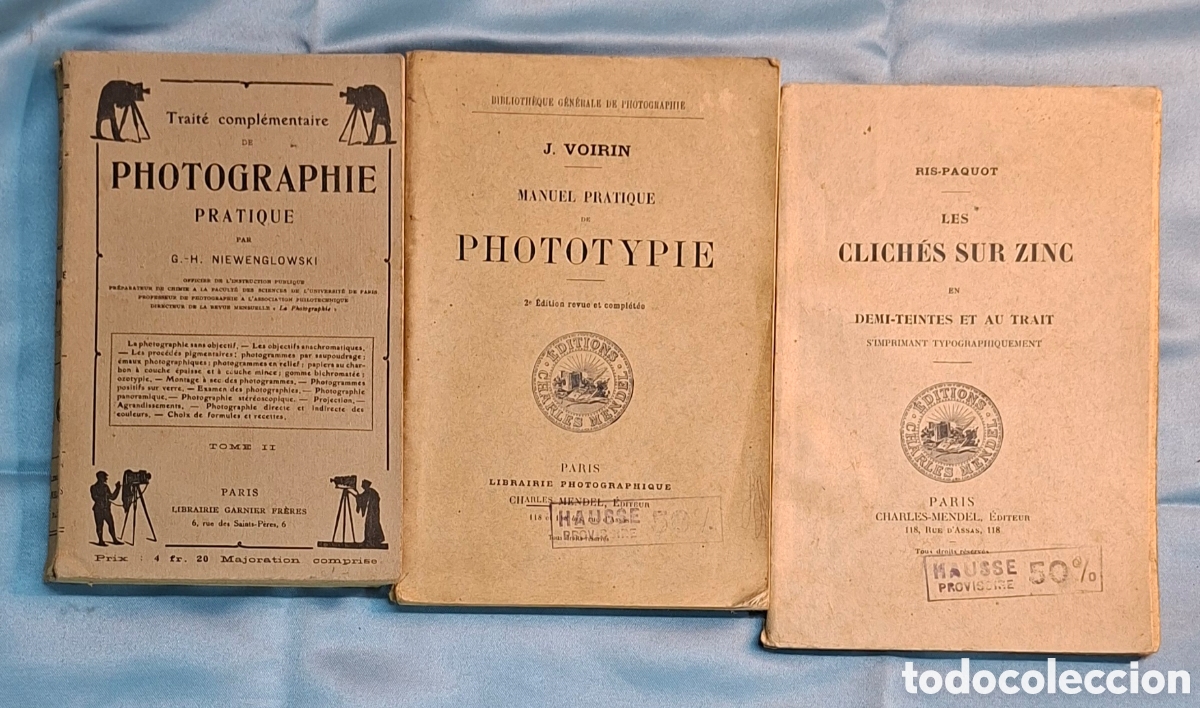 Livres anciens: Conjunto de tres libros antiguos sobre fotograf&iacute;a.