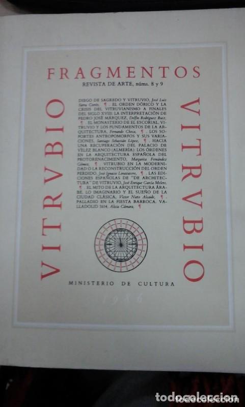 Libros antiguos: Vitrubio. Monogr&aacute;fico Fragmentos, Revista de Arte N&uacute;s 8 y 9 (Madrid, 1986) - Varios Autores