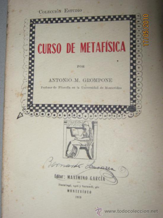 Libros antiguos: CURSO DE METAFISICA. A.M. GROMPONE - Foto 1