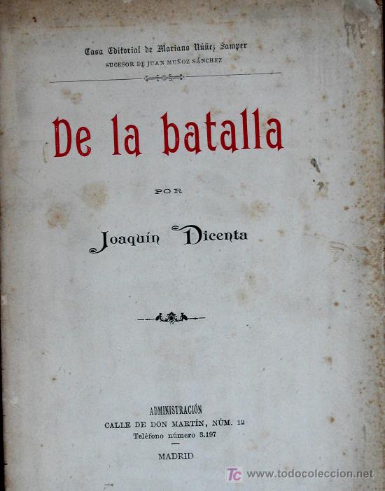 Libros antiguos: De la Batalla. Joaquin Dicenta - Foto 1