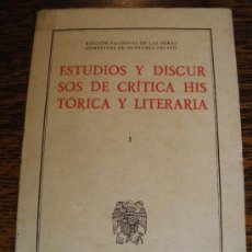Libros antiguos: ESTUDIOS Y DISCURSOS DE CRITICA HISTORICA Y LITERARIA. MENENDEZ PELAYO. SON 7 TOMOS