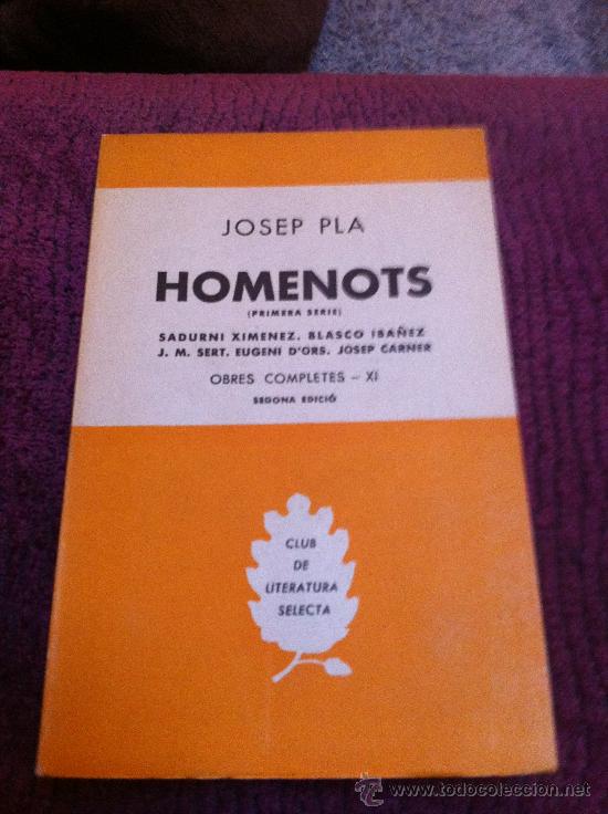 Libros antiguos: HOMENOTS. Josep Pla. - Foto 1