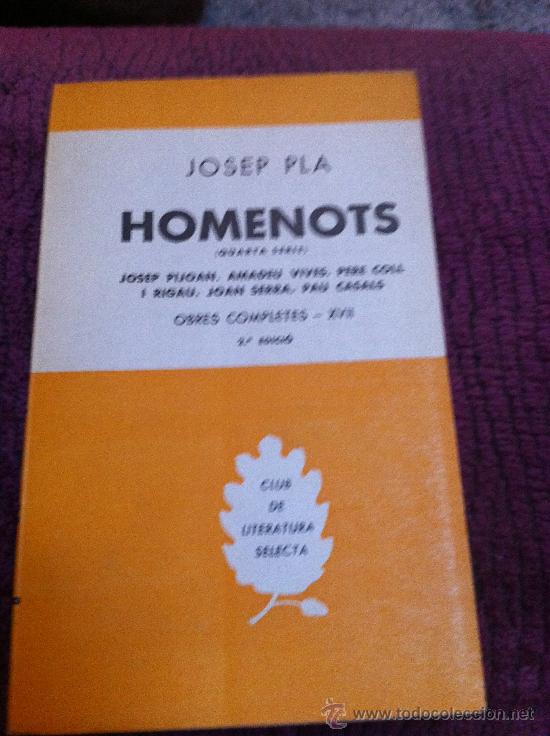 Libros antiguos: HOMENOTS. Josep Pla. - Foto 1
