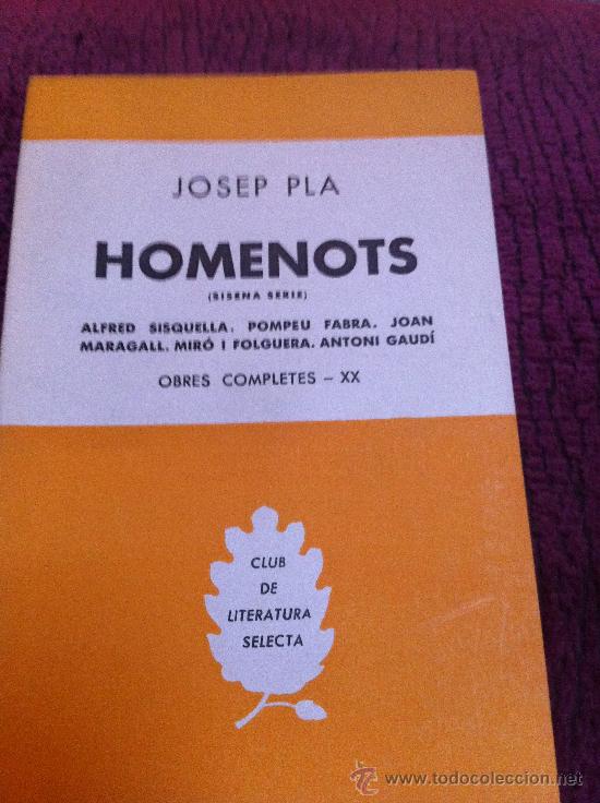 Libros antiguos: HOMENOTS. Josep Pla. - Foto 1