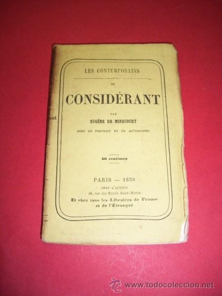 Libros antiguos: MIRECOURT, Eugene - Consid&eacute;rant - Foto 1