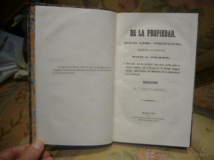 Libros antiguos: DE LA PROPIEDAD, DE Mr. THIERS. 1&ordf; EDICION 1.848. - Foto 4