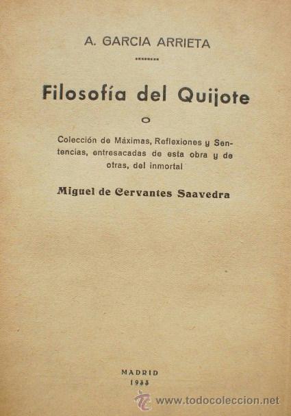 Libros antiguos: A. Garcia Arrieta: Filosofía del Quijote, Espasa-Calpe, 1933 - Foto 2 - 41736712