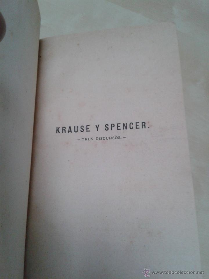 Libros antiguos: KRAUSE Y SPENCER. H. GINER DE LOS RIOS. A&Ntilde;O 1883 - Foto 4