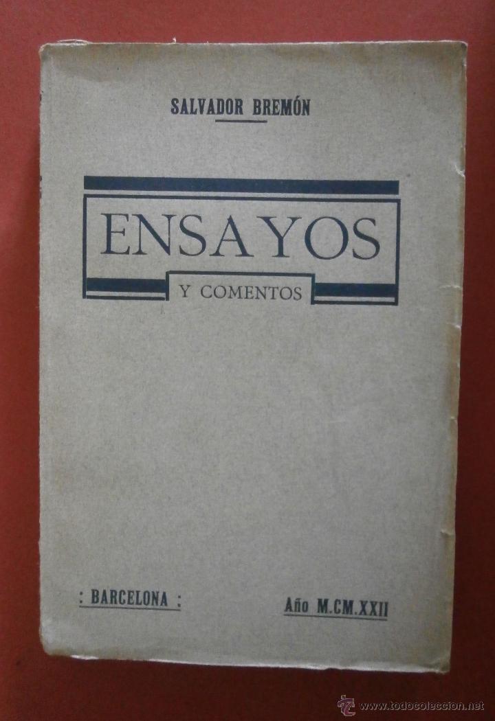 Libros antiguos: Ensayos y Comentarios. Salvador Brem&oacute;n - Foto 1