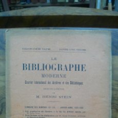 Libros antiguos: LE BIBLIOGRAPHE MODERNE COURRIER INTERNATIONAL DES ARCHIVES ET DES BIBLIOTHÈQUES. HENRI STEIN. 1923.