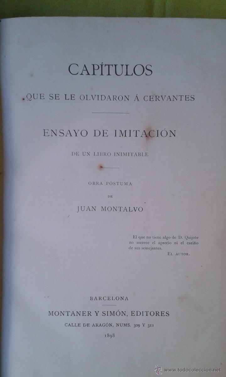 Libros antiguos: CAPITULOS QUE SE LE OLVIDARON A CERVANTES - Foto 2
