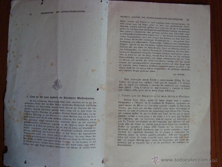 Libros antiguos: ANTONI Mª ALCOVER. COM HE FET MON APLECH DE RONDAYES MALLORQUINES. 1930.