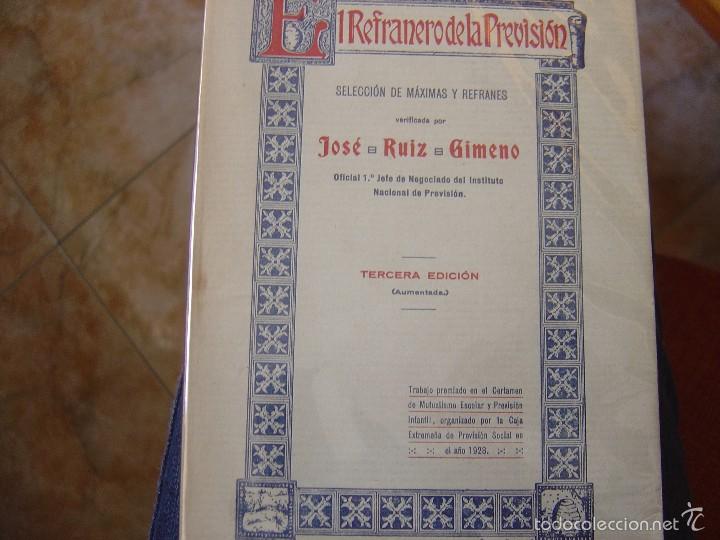 Libros antiguos: EL REFRANERO DE LA PREVISI&Oacute;N. tercera  EDICI&Oacute;N. A&Ntilde;O 1928 - Foto 1
