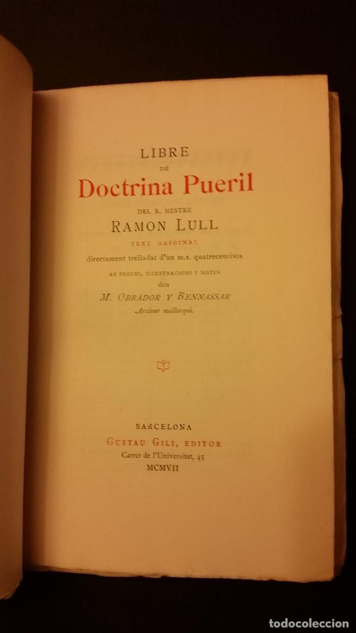 Libros antiguos: 1907 - RAMON LULL - LIBRE DE DOCTRINA PUERIL - Foto 2