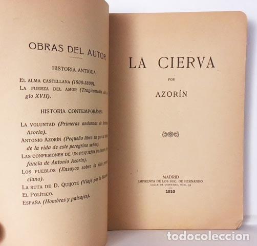 Libros antiguos: Azor&iacute;n : La Cierva (1&ordf; edici&oacute;n 1910. No venal - Foto 1