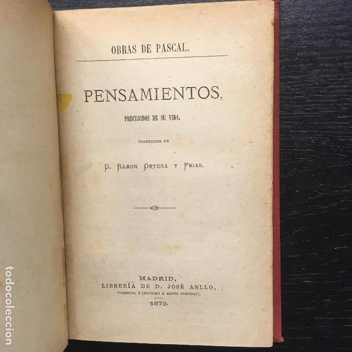 Libros antiguos: PENSAMIENTOS PRECEDIDOS DE SU VIDA, BLAS PASCAL, 1879 - Foto 1